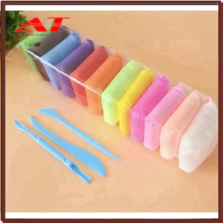 Đất sét tự khô Nhật 12 màu an toàn nặn hình cao cấp siêu nhẹ dành cho bé làm butter slime trang trí - AT