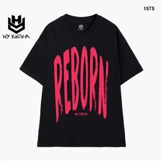 Áo Thun HY KOREA Cotton 100 REBORN 1575 Tay Lỡ Unisex Form Rộng