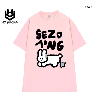 Áo Thun HY KOREA Thỏ Sezo 1576 Cotton 100 Co giãn 2 Chiều Unisex Oversize