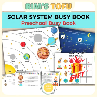 Bộ học liệu montessori hệ mặt trời 20 trang - Học liệu bóc dán cho bé từ 18 tháng - Đồ chơi giáo dục sớm Montessori