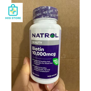 (Mẫu Mới) Viên Uống Natrol Biotin 10000 Mcg hộp 100 Viên, hàng Mỹ ( Biotin Mỹ )