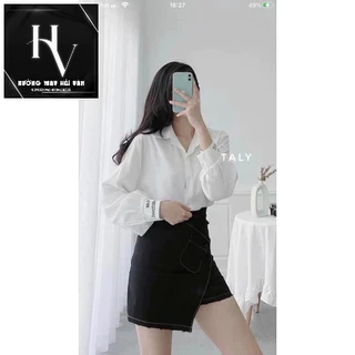 HV -Áo Sơ Mi Trắng Trơn Tay Chữ Chất Mềm Đẹp Siêu Hot