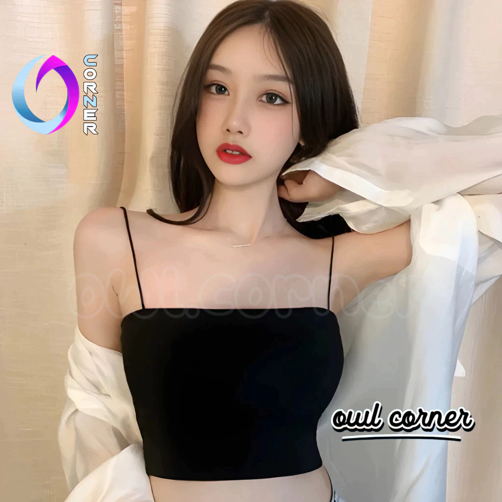 Áo Croptop 2 DÂY SỢI BÚN Thun Gân Kiểu Sexy Nữ, Áo Thun Ôm Body Đẹp OWL CORNER