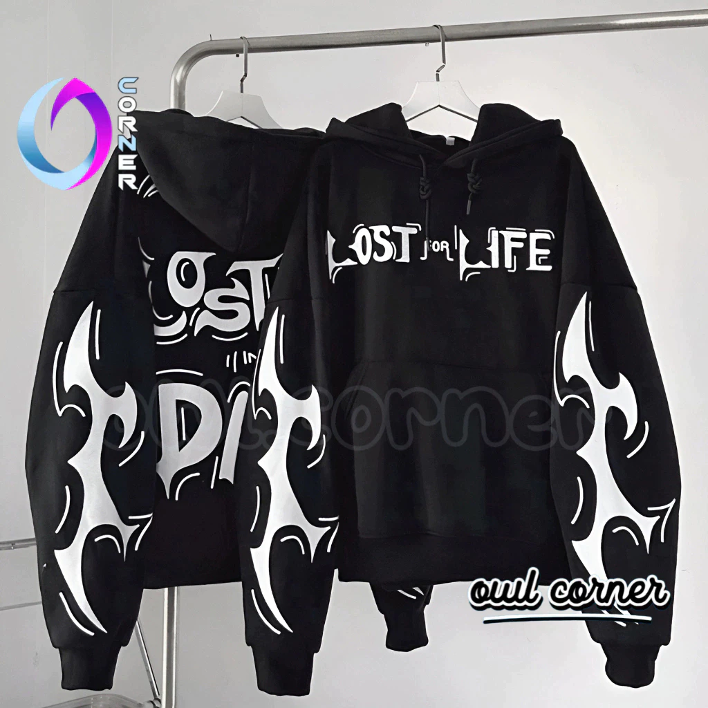 Áo Khoác HOODIE LOST Nỉ Bông Dày Dặn Phối Họa Tiết In Đẹp, Áo Khoác Nam Nữ Form Rộng OWL CORNER