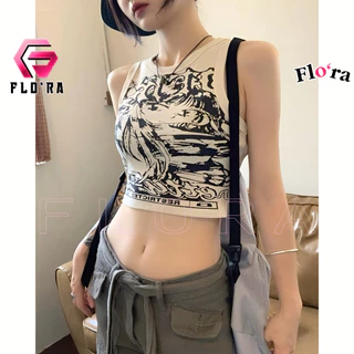 Áo Croptop BA LỖ TRUYỆN TRANH Chất Thun Gân Kiểu In Hình Sexy, Áo Thun Nữ Ôm Body Đẹp Tôn Dáng Flo'ra