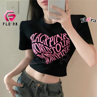 Áo Croptop BORN PINK Chất Thun Borip Kiểu In Hình Sexy, Áo Thun Nữ Ôm Body Đẹp Tôn Dáng Flo'ra