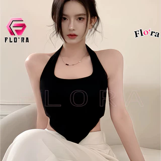 Áo Croptop YẾM CHOÀNG CỔ VẠT NHỌN Chất Thun Cotton Kiểu Trơn Sexy, Áo Thun Nữ Ôm Body Đẹp Tôn Dáng Flo'ra