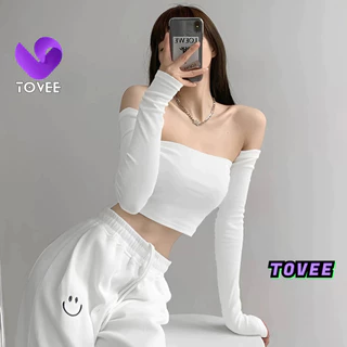 Áo Croptop Nữ ỐNG PHỐI TAY DÀI form ôm body, Áo thun crt kiểu sexy chất thun borip đẹp TOVEE