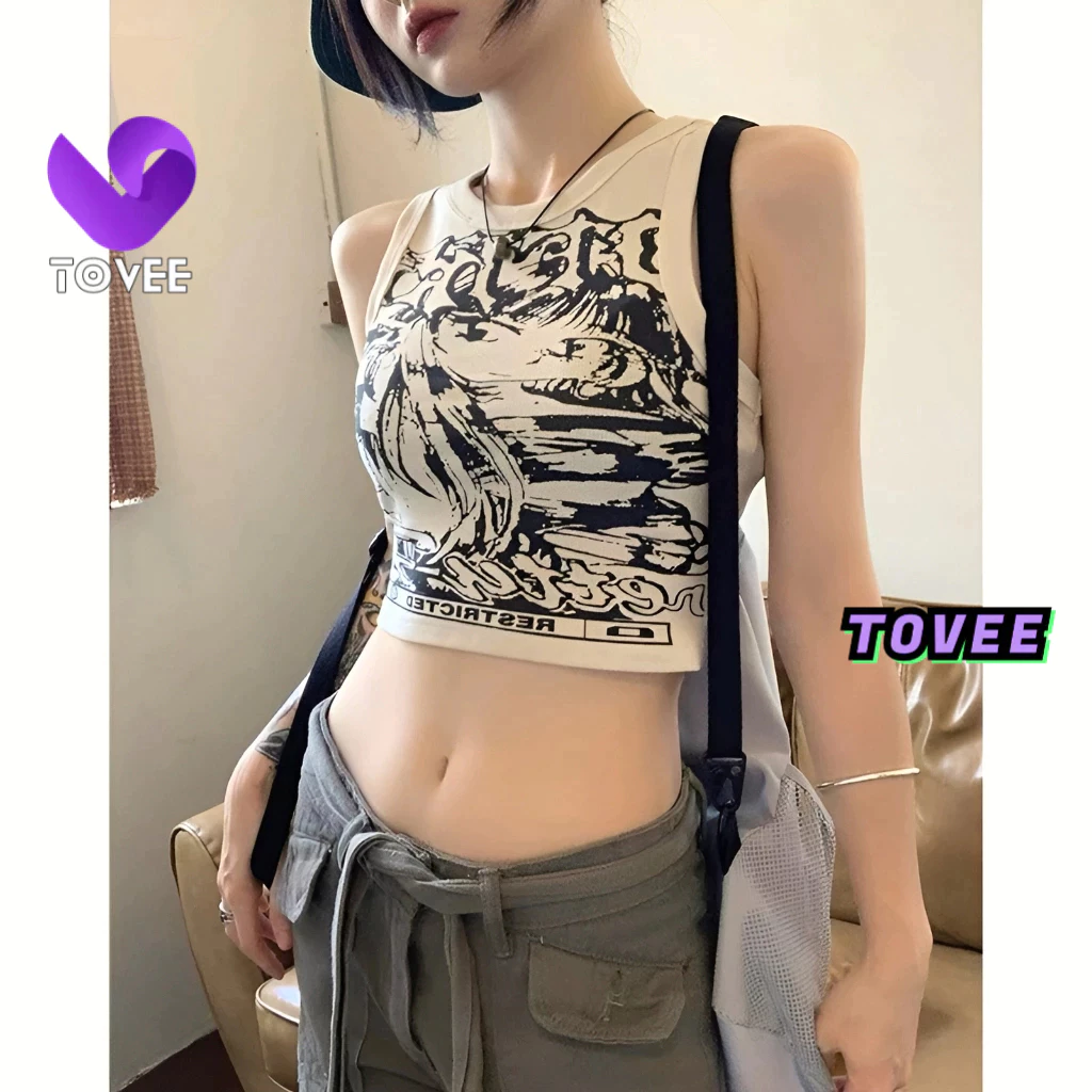 Áo Croptop Nữ BA LỖ TRUYỆN TRANH form ôm body, Áo thun crt kiểu sexy in chất thun gân đẹp TOVEE