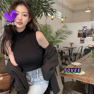 Áo Croptop Nữ BA LỖ CỔ LỌ tay ngắn form ôm body, Áo thun crt kiểu sexy chất thun gân đẹp TOVEE