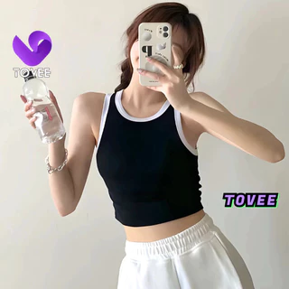 Áo Croptop Nữ BA LỖ VIỀN form ôm body, Áo thun crt kiểu sexy chất thun gân đẹp TOVEE