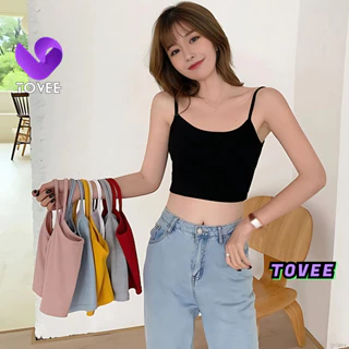 Áo Croptop Nữ HAI DÂY MẢNH tay ngắn form ôm body, Áo thun crt kiểu sexy chất thun borip đẹp TOVEE