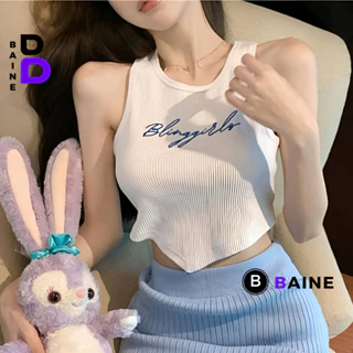 Áo Croptop Nữ BA LỖ BLING GIRLS Chất Thun Gân Kiểu Sexy Nữ, Áo Thun Ôm Body Thêu Hoạ Tiết Đẹp Tôn Dáng BAINE