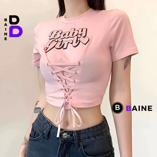 Áo Croptop Nữ BABY ĐAN TRƯỚC Chất Thun Borip Kiểu Sexy Nữ, Áo Thun Ôm Body In Hoạ Tiết Đẹp Tôn Dáng BAINE