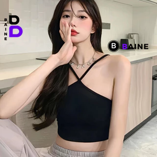 Áo Croptop YẾM HAI DÂY ĐẮP CHÉO MẢNH Chất Thun Gân Kiểu Sexy Nữ, Áo Thun Ôm Body Đẹp Tôn Dáng  BAINE