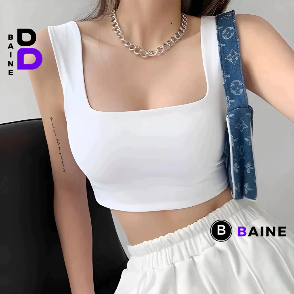 Áo Croptop SÁT NÁCH CỔ VUÔNG Chất Thun Kiểu Sexy Nữ, Áo Thun Ôm Body Đẹp Tôn Dáng BAINE