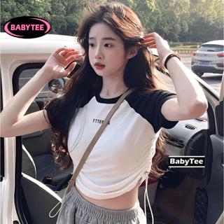 Áo Croptop ôm body nữ LETTERING cổ tròn tay ngắn BABY TEE, Áo thun crt kiểu sexy Thêu chất borip đẹp nhiều màu