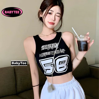 Áo Croptop ôm body nữ BA LỖ SORRY cổ tròn BABYTEE, Áo thun crt kiểu sexy in chất borip đẹp