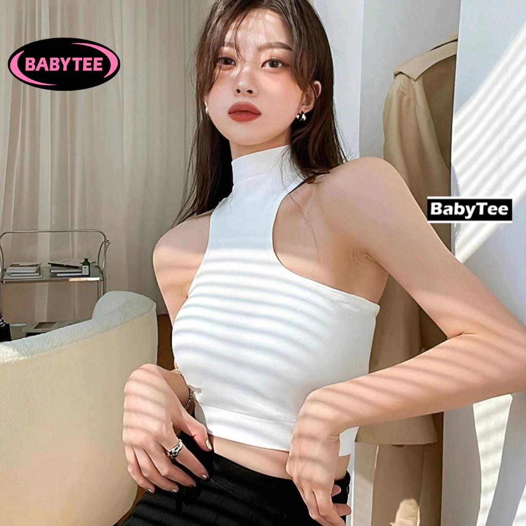 Áo Croptop Ba Lỗ CỔ LỌ KHOÉT Nữ trơn ôm body chất tốt BABY TEE, Áo CRT kiểu nữ ôm thun gân mềm mát