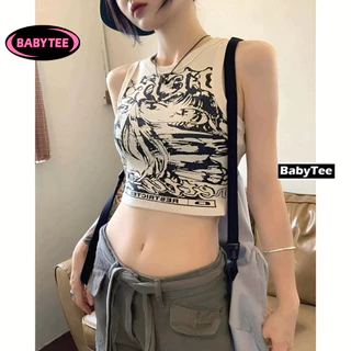 Áo Croptop ôm body nữ BA LỖ TRUYỆN TRANH cổ tròn  BABY TEE, Áo thun crt kiểu sexy in chất gân đẹp