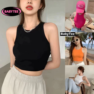 Áo Croptop Ba Lỗ NGƯỢC Nữ trơn ôm body chất tốt BABYTEE, Áo CRT kiểu nữ ôm thun gân mềm mát