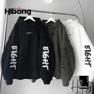 Áo Khoác HOODIE EIGHT In Nỉ Bông Dày Dặn Phối Họa Tiết Đẹp, Áo Khoác  Nam Nữ Form Rộng - HIBONG