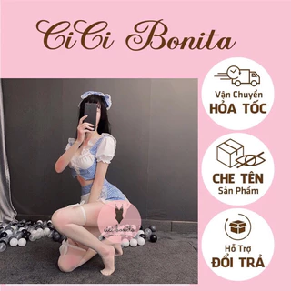 Váy ngủ cosplay cô hầu gái sexy họa tiết caro xanh dễ thương CP34 CICI BONITA HCM