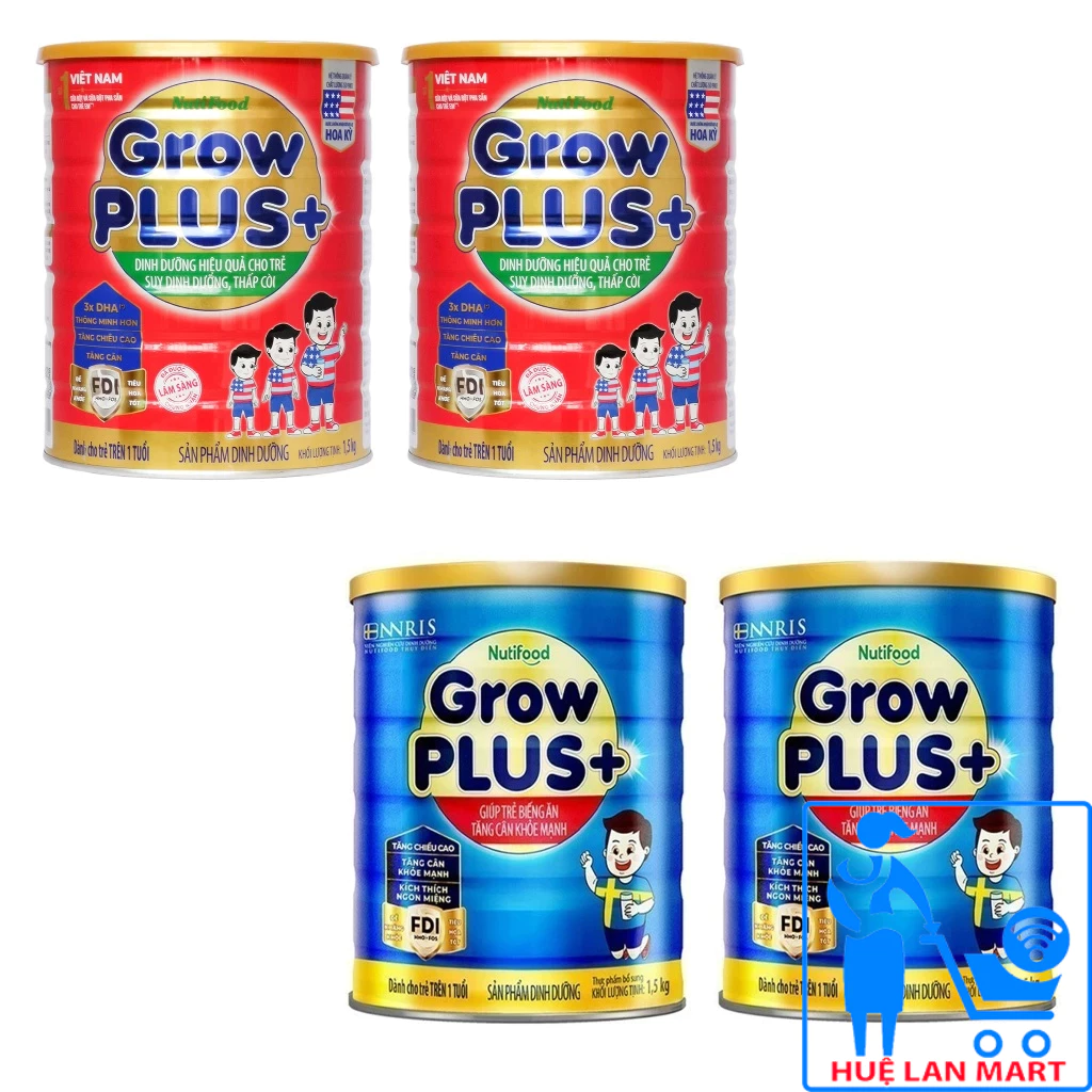 [CHÍNH HÃNG] Combo 2 Hộp Sữa Bột Nutifood Grow Plus+ Đỏ/Xanh Weight Pro Hộp 1,5kg