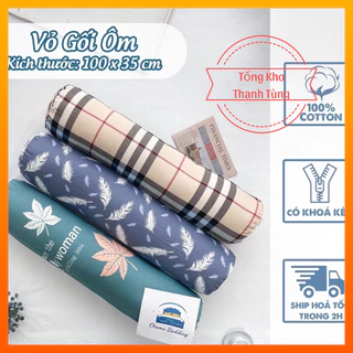 Gối ôm cotton 100% dài người lớn, Áo gối ôm có khóa kéo hình thú cao cấp