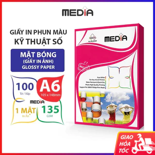 Giấy In Ảnh Media 1 Mặt Bóng A6 (10x15) 135gsm 100 Tờ, Photo Paper Glossy Giấy Ảnh, Giấy In Phun Màu