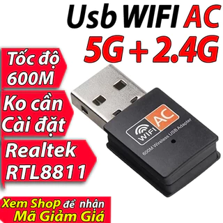 ✅Hỏa Tốc✅ USB WiFi 5G+2.4G AC Tốc độ cao Usb thu sóng wifi 2 băng tần kép cho PC Laptop Usb wifi 2 anten xuyên tường Mới