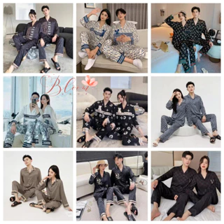 [Xả kho giá sốc] Đồ mặc nhà Pijama nam nữ lụa cao cấp đồ ngủ pyjama thời trang đồ đôi sang trọng quà tặng cặp đôi