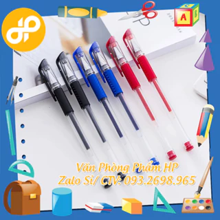 Set 10 Bút Bi Nước Văn Phòng 0.5mm Mực Đều Nét Chữ Đẹp Đủ Màu Xanh / Đen / Đỏ - Bút Viết Học Sinh Mực Nước