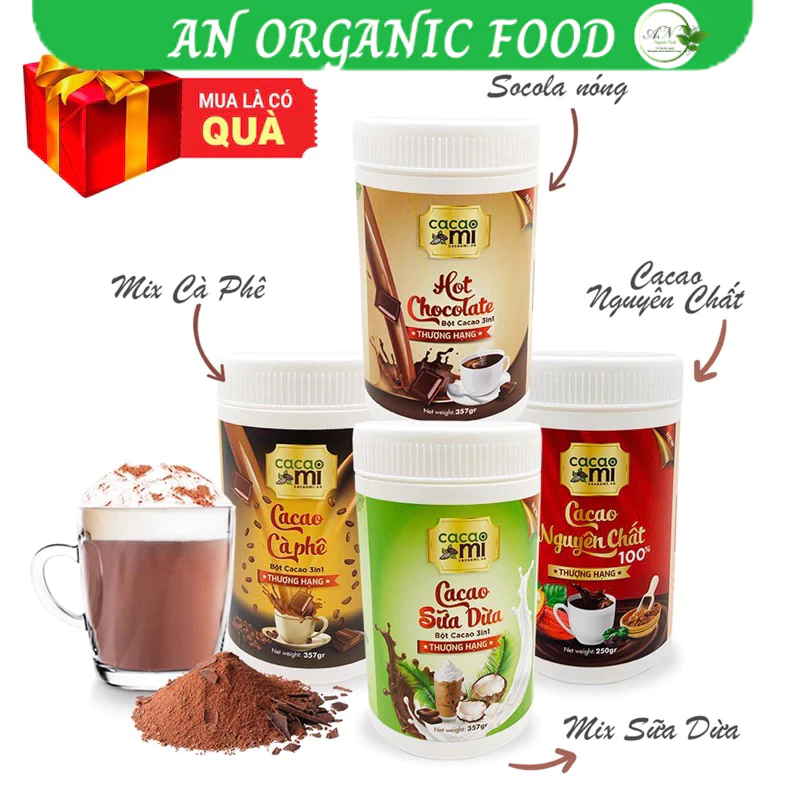 Ca cao sữa CacaoMi, Chuyên pha chế trà sữa, milo dầm, thức uống sô cô la cacao thơm ngon tiện lợi hộp 357g