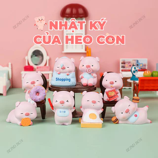 PINKY PIG'S DIARY - Blindbox hộp mù, đồ chơi giải trí, quà tặng mô hình heo con, đáng yêu dễ thương, đồ trang trí