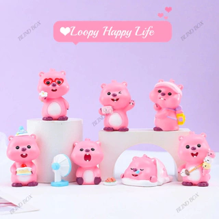 LOOPY HAPPY LIFE - Đồ chơi giải trí hộp mù blind box mô hình siêu sao hải ly hồng Loopy mini cute