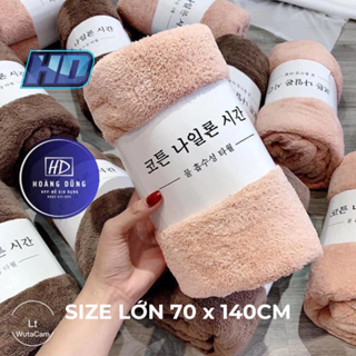 Khăn tắm lông cừu Hàn Quốc cỡ lớn 70x140cm, siêu mềm mịn thấm hút nước tốt, nhiều màu lựa chọn