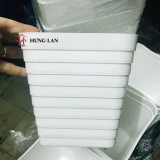 Chậu nhựa vuông vân sọc ngang trồng hoa trồng cây 15,5*15,5*16cm