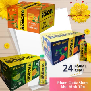 [ĐỦ VỊ] Thùng 24 Chai Trà BONCHA vị Chanh/ Tắc Mật Ong/ Việt quất chai 450ml (Date xa)