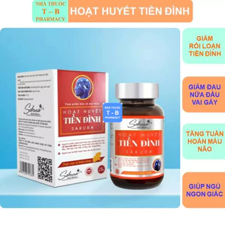 Hoạt huyết tiền đình Sakura cải thiện các triệu chứng rối loạn tiền đình đau đầu mất ngủ Hộp 30 viên