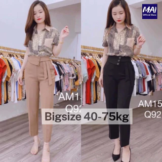 HOT Quần Tây Nữ 2 Khuy Lệch Công Sở Lưng Cao MInxinh, Quần vải nữ chất tuyết mưa Vitex-mã Quần Hai Dây