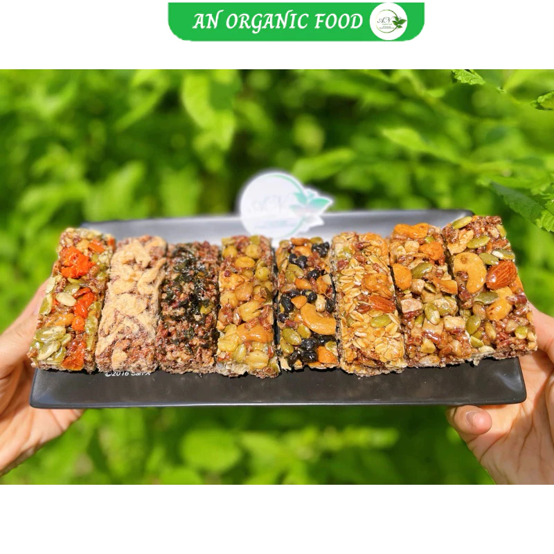 Thanh Gạo Lứt ngũ cốc mix hạt 6 loại, thanh gạo thơm ngon, túi đóng từng thanh tiện lợi AN Organic Food