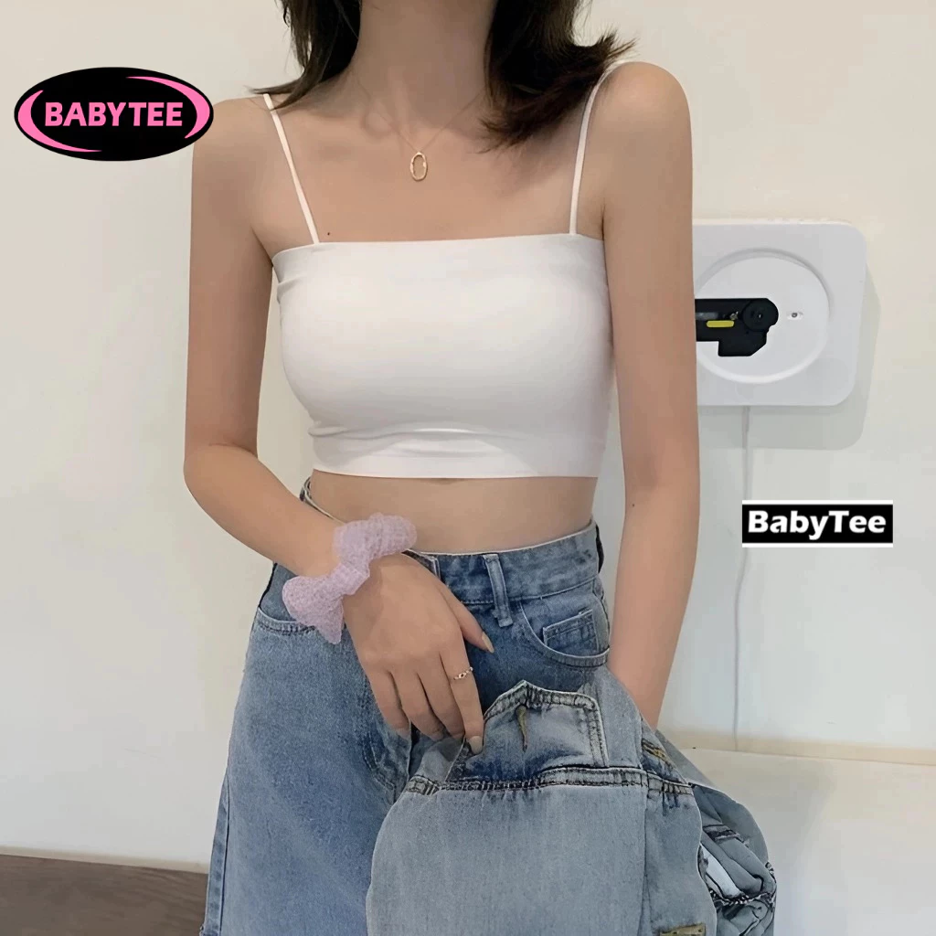 Áo HAI DÂY BRA Nữ trơn ôm body chất tốt BABYTEE, Áo CRT kiểu nữ ôm thun lạnh mềm mát