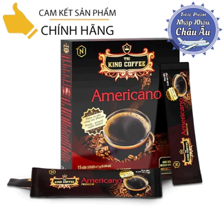 ( Date:25.03/2026)Cà phê hòa tan Americano KING COFFEE - Hộp 15 gói x 1g