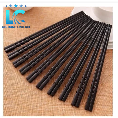 Vỉ 10 Đôi Đũa Nhựa Kháng Khuẩn Xoắn 2 Đầu Chống Trượt, Sang Trọng Chất Lượng Cao