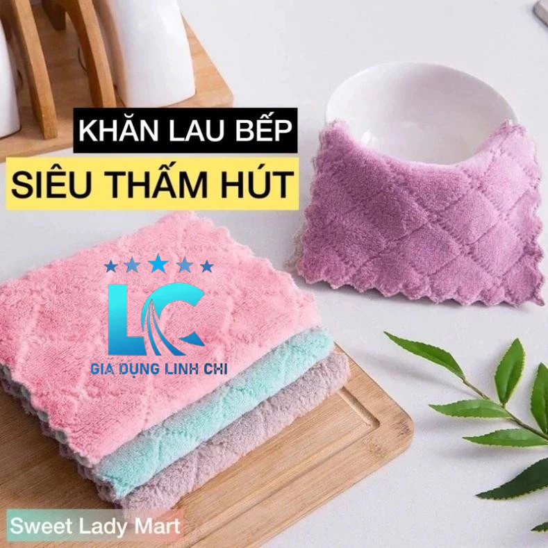 Khăn Lau Bếp 2 Mặt Đa Năng Dày Dặn Siêu Thấm - Lau Bát Đĩa, Bàn Ghế