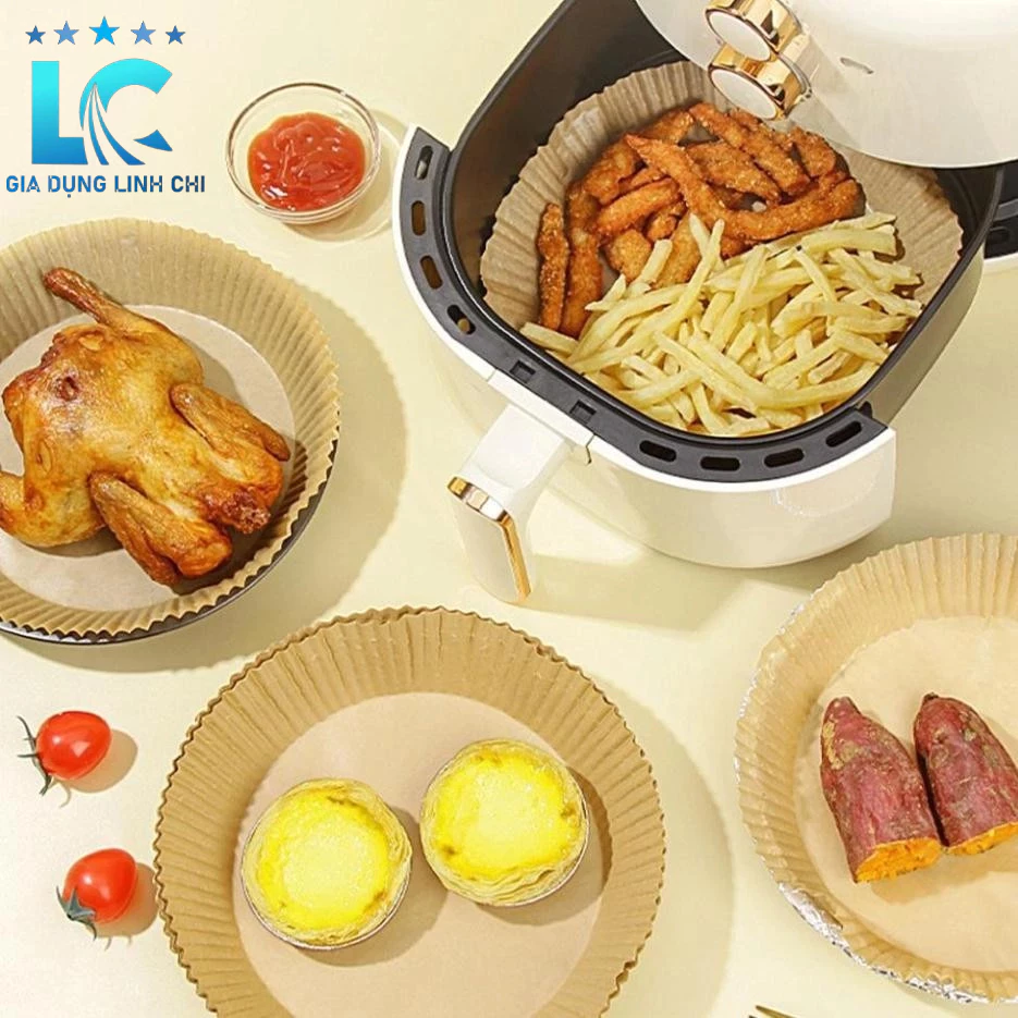 Set 50 Miếng Giấy Lót Nồi Chiên Hình Khuôn Bánh - Giảm Thiểu Tối Đa Dầu Mỡ Bám Vào Nồi Chiên
