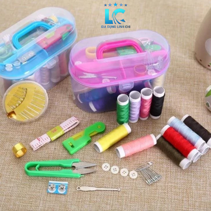 Bộ kim chỉ may vá đa năng 45 món kèm hộp đựng trong suốt