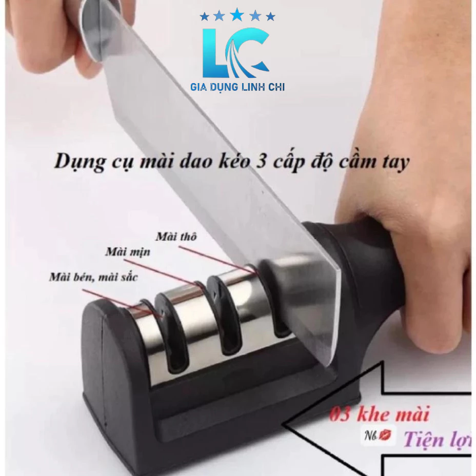 Dụng Cụ Mài Dao Kéo 3 Cấp Độ Cầm Tay, Máy Mài Dao Nhanh Tiện Lợi