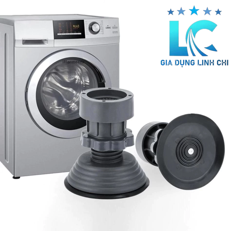 Bộ 4 chân đế chống rung chân đỡ đa năng cho máy giặt, tủ lạnh, tăng giảm chiều cao, đế cao su
